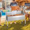 imageVEVOR Rotisserie Grill BBQ Whole Pig Lamb Goat Charcoal Spit Grill 46 Inch 132 Lbs Capacity Electric 52W Motor Stainless Steel Rotisserie Roaster with Lockable Wheels for Camping Outdoor46INWith Baffle