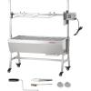 imageVEVOR Rotisserie Grill BBQ Whole Pig Lamb Goat Charcoal Spit Grill 46 Inch 132 Lbs Capacity Electric 52W Motor Stainless Steel Rotisserie Roaster with Lockable Wheels for Camping Outdoor35INWithout Baffle