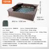 imageVEVOR Sandbox with Cover 486x486x124 Square Sand Box HDPE Sand Pit with 4 Corner Seats ampamp Bottom Liner Gift for Ages 312 Years Old Backyard Garden Easy Assembly Brown BrownEspressp Square