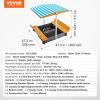 imageVEVOR Sandbox with Cover 486x486x124 Square Sand Box HDPE Sand Pit with 4 Corner Seats ampamp Bottom Liner Gift for Ages 312 Years Old Backyard Garden Easy Assembly Brown BrownSquare With Canopy
