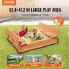 imageVEVOR Sandbox with Cover 486x486x124 Square Sand Box HDPE Sand Pit with 4 Corner Seats ampamp Bottom Liner Gift for Ages 312 Years Old Backyard Garden Easy Assembly Brown BrownBrown Square