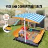 imageVEVOR Sandbox with Cover 486x486x124 Square Sand Box HDPE Sand Pit with 4 Corner Seats ampamp Bottom Liner Gift for Ages 312 Years Old Backyard Garden Easy Assembly Brown BrownSquare With Canopy