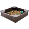imageVEVOR Sandbox with Cover 486x486x124 Square Sand Box HDPE Sand Pit with 4 Corner Seats ampamp Bottom Liner Gift for Ages 312 Years Old Backyard Garden Easy Assembly Brown BrownEspressp Square