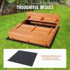imageVEVOR Sandbox with Cover 486x486x124 Square Sand Box HDPE Sand Pit with 4 Corner Seats ampamp Bottom Liner Gift for Ages 312 Years Old Backyard Garden Easy Assembly Brown BrownBrown Square