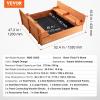 imageVEVOR Sandbox with Cover 486x486x124 Square Sand Box HDPE Sand Pit with 4 Corner Seats ampamp Bottom Liner Gift for Ages 312 Years Old Backyard Garden Easy Assembly Brown BrownBrown Square