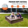 imageVEVOR Sandbox with Cover 486x486x124 Square Sand Box HDPE Sand Pit with 4 Corner Seats ampamp Bottom Liner Gift for Ages 312 Years Old Backyard Garden Easy Assembly Brown BrownEspressp Square