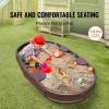 imageVEVOR Sandbox with Cover 486x486x124 Square Sand Box HDPE Sand Pit with 4 Corner Seats ampamp Bottom Liner Gift for Ages 312 Years Old Backyard Garden Easy Assembly Brown BrownOval