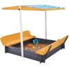 imageVEVOR Sandbox with Cover 486x486x124 Square Sand Box HDPE Sand Pit with 4 Corner Seats ampamp Bottom Liner Gift for Ages 312 Years Old Backyard Garden Easy Assembly Brown BrownSquare With Canopy