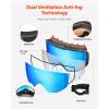 imageVEVOR Ski Goggles Cylindrical Lens with Revo Coating OTG Anti fog Snow Goggles TPU Frame ampamp Ventilation StructureBlue