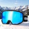 imageVEVOR Ski Goggles Cylindrical Lens with Revo Coating OTG Anti fog Snow Goggles TPU Frame ampamp Ventilation StructureBlue