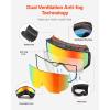 imageVEVOR Ski Goggles Cylindrical Lens with Revo Coating OTG Anti fog Snow Goggles TPU Frame ampamp Ventilation StructureOrange