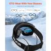 imageVEVOR Ski Goggles Cylindrical Lens with Revo Coating OTG Anti fog Snow Goggles TPU Frame ampamp Ventilation StructureOrange