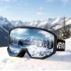 imageVEVOR Ski Goggles Cylindrical Lens with Revo Coating OTG Anti fog Snow Goggles TPU Frame ampamp Ventilation StructureSilver