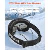 imageVEVOR Ski Goggles Cylindrical Lens with Revo Coating OTG Anti fog Snow Goggles TPU Frame ampamp Ventilation StructureSilver
