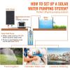 imageVEVOR Solar Water Pump 48V DC 369W Submersible Deep Well Pump Max Flow 84 GPM Max Head 273 ft Max Submersion 656 ft Solar Powered Water Pump for Well Farm Ranch Irrigation Livestock Drinking48V 369W 3