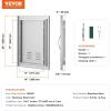 imageVEVOR Stainless Steel BBQ Access Door 24W x 17H Inch Single Vertical Wall Door with Handle and Vents for Outdoor Kitchen Grilling StationVents