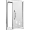 imageVEVOR Stainless Steel BBQ Access Door 24W x 17H Inch Single Vertical Wall Door with Handle and Vents for Outdoor Kitchen Grilling StationVents