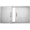 imageVEVOR Stainless Steel BBQ Access Door 24W x 17H Inch Single Vertical Wall Door with Handle and Vents for Outdoor Kitchen Grilling StationVents