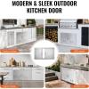 imageVEVOR Stainless Steel BBQ Access Door 24W x 17H Inch Single Vertical Wall Door with Handle and Vents for Outdoor Kitchen Grilling StationVents