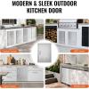 imageVEVOR Stainless Steel BBQ Access Door 24W x 17H Inch Single Vertical Wall Door with Handle and Vents for Outdoor Kitchen Grilling StationVents