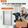 imageVEVOR Stainless Steel BBQ Access Door 24W x 17H Inch Single Vertical Wall Door with Handle and Vents for Outdoor Kitchen Grilling StationVents