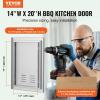 imageVEVOR Stainless Steel BBQ Access Door 24W x 17H Inch Single Vertical Wall Door with Handle and Vents for Outdoor Kitchen Grilling StationVents