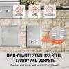 imageVEVOR Stainless Steel BBQ Access Door 24W x 17H Inch Single Vertical Wall Door with Handle and Vents for Outdoor Kitchen Grilling StationVents