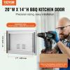 imageVEVOR Stainless Steel BBQ Access Door 24W x 17H Inch Single Vertical Wall Door with Handle and Vents for Outdoor Kitchen Grilling StationVents