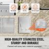 imageVEVOR Stainless Steel BBQ Access Door 24W x 17H Inch Single Vertical Wall Door with Handle and Vents for Outdoor Kitchen Grilling StationVents