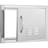 imageVEVOR Stainless Steel BBQ Access Door 24W x 17H Inch Single Vertical Wall Door with Handle and Vents for Outdoor Kitchen Grilling StationVents