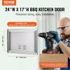 imageVEVOR Stainless Steel BBQ Access Door 24W x 17H Inch Single Vertical Wall Door with Handle and Vents for Outdoor Kitchen Grilling StationVents