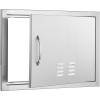 imageVEVOR Stainless Steel BBQ Access Door 24W x 17H Inch Single Vertical Wall Door with Handle and Vents for Outdoor Kitchen Grilling StationVents
