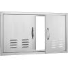 imageVEVOR Stainless Steel BBQ Access Door 24W x 17H Inch Single Vertical Wall Door with Handle and Vents for Outdoor Kitchen Grilling StationVents