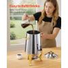imageVEVOR Stainless Steel Beverage Dispenser 27 Gallon Drink Dispenser with Alcohol Burner Hot ampamp Cold Drink Dispensers for Coffee Tea Hot Water with Spigot Ice Tube for Restaurants Hotels Parties34 Gal