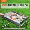 imageVEVOR Stainless Steel Griddle 235quotx16quot PreSeasoned Stove Top Griddle Rectangular Double Burner Griddle Pan NonStick Family Pan Cookware with Handles and Oil Groove for BBQ Gas Grills Silver