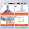 imageVEVOR Stainless Steel Prep Table 30 x 72 x 34 Inch 920 lbs Load Capacity Heavy Duty Metal Worktable with 3 Adjustable Height Levels Commercial Workstation for Kitchen Garage Restaurant Backyard24 x 48 x 34 Inch
