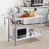 imageVEVOR Stainless Steel Prep Table 30 x 72 x 34 Inch 920 lbs Load Capacity Heavy Duty Metal Worktable with 3 Adjustable Height Levels Commercial Workstation for Kitchen Garage Restaurant Backyard24 x 48 x 34 Inch