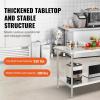 imageVEVOR Stainless Steel Prep Table 30 x 72 x 34 Inch 920 lbs Load Capacity Heavy Duty Metal Worktable with 3 Adjustable Height Levels Commercial Workstation for Kitchen Garage Restaurant Backyard30 x 60 x 34 Inch