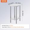 imageVEVOR Stainless Steel Prep Table 30 x 72 x 34 Inch 920 lbs Load Capacity Heavy Duty Metal Worktable with 3 Adjustable Height Levels Commercial Workstation for Kitchen Garage Restaurant Backyard24 x 18 x 34 inch