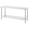 imageVEVOR Stainless Steel Prep Table 30 x 72 x 34 Inch 920 lbs Load Capacity Heavy Duty Metal Worktable with 3 Adjustable Height Levels Commercial Workstation for Kitchen Garage Restaurant Backyard24 x 72 x 34 Inch