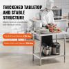 imageVEVOR Stainless Steel Prep Table 30 x 72 x 34 Inch 920 lbs Load Capacity Heavy Duty Metal Worktable with 3 Adjustable Height Levels Commercial Workstation for Kitchen Garage Restaurant Backyard24 x 36 x 34 Inch