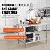 imageVEVOR Stainless Steel Prep Table 30 x 72 x 34 Inch 920 lbs Load Capacity Heavy Duty Metal Worktable with 3 Adjustable Height Levels Commercial Workstation for Kitchen Garage Restaurant Backyard30 x 48 x 34 Inch
