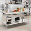 imageVEVOR Stainless Steel Prep Table 30 x 72 x 34 Inch 920 lbs Load Capacity Heavy Duty Metal Worktable with 3 Adjustable Height Levels Commercial Workstation for Kitchen Garage Restaurant Backyard30 x 72 x 34 Inch