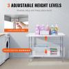 imageVEVOR Stainless Steel Prep Table 30 x 72 x 34 Inch 920 lbs Load Capacity Heavy Duty Metal Worktable with 3 Adjustable Height Levels Commercial Workstation for Kitchen Garage Restaurant Backyard24 x 48 x 34 Inch