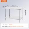 imageVEVOR Stainless Steel Prep Table 30 x 72 x 34 Inch 920 lbs Load Capacity Heavy Duty Metal Worktable with 3 Adjustable Height Levels Commercial Workstation for Kitchen Garage Restaurant Backyard30 x 48 x 34 Inch