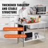 imageVEVOR Stainless Steel Prep Table 30 x 72 x 34 Inch 920 lbs Load Capacity Heavy Duty Metal Worktable with 3 Adjustable Height Levels Commercial Workstation for Kitchen Garage Restaurant Backyard24 x 48 x 34 Inch