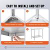 imageVEVOR Stainless Steel Prep Table 30 x 72 x 34 Inch 920 lbs Load Capacity Heavy Duty Metal Worktable with 3 Adjustable Height Levels Commercial Workstation for Kitchen Garage Restaurant Backyard24 x 36 x 34 Inch