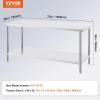imageVEVOR Stainless Steel Prep Table 30 x 72 x 34 Inch 920 lbs Load Capacity Heavy Duty Metal Worktable with 3 Adjustable Height Levels Commercial Workstation for Kitchen Garage Restaurant Backyard30 x 72 x 34 Inch