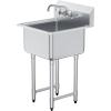 imageVEVOR Stainless Steel Prep ampamp Utility Sink 1 Compartment Free Standing Small Sink Include Faucet ampamp legs 27quotx24quot Commercial Single Bowl Sinks for Garage Restaurant Kitchen LaundryBowl Size 1818IN