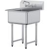 imageVEVOR Stainless Steel Prep ampamp Utility Sink 1 Compartment Free Standing Small Sink Include Faucet ampamp legs 27quotx24quot Commercial Single Bowl Sinks for Garage Restaurant Kitchen LaundryBowl Size 2424IN